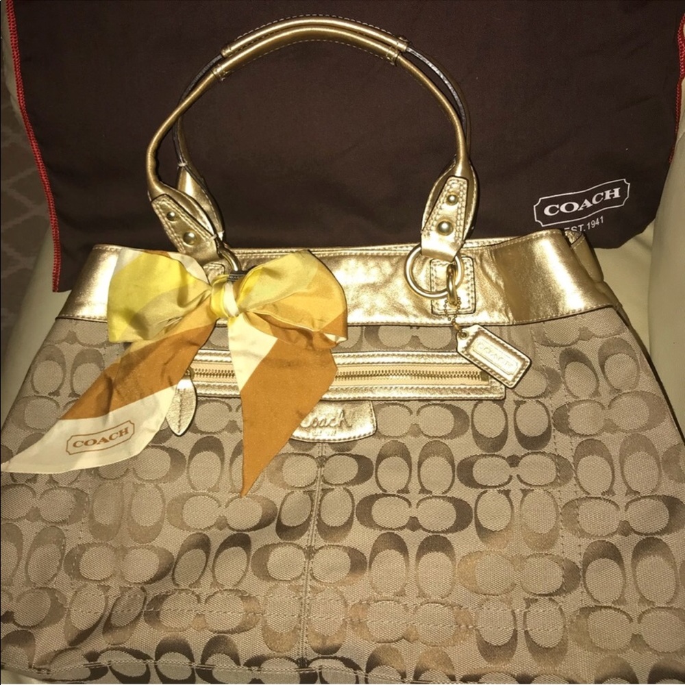 🌻🐝🍯COACH Monogram Twilly Scarf Bag